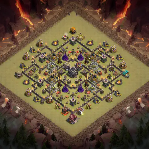 TH9 war anti 3 star base layout with copy link for Clash of Clans defense, layout #083