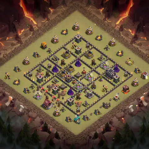 TH9 war anti 3 star base layout with copy link for Clash of Clans defense, layout #092