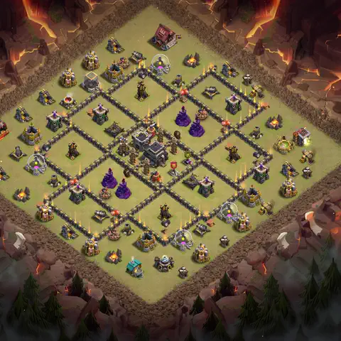 TH9 war anti 3 star base layout with copy link for Clash of Clans defense, layout #095