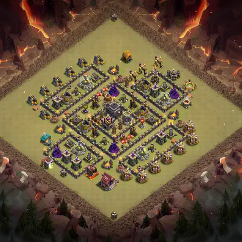 TH9 war anti 3 star base layout with copy link for Clash of Clans defense, layout #101