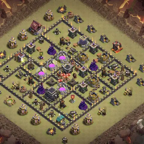 TH9 war anti 3 star base layout with copy link for Clash of Clans defense, layout #104