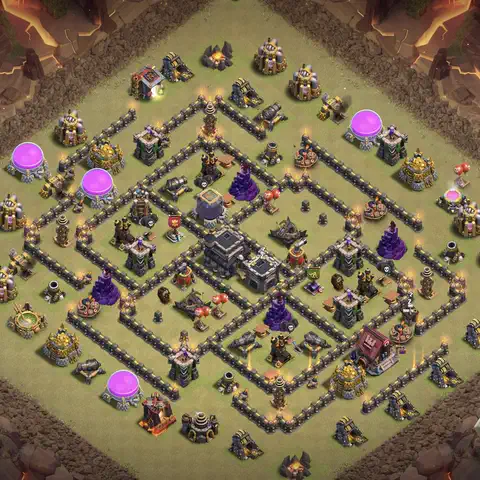 TH9 war anti 3 star base layout with copy link for Clash of Clans defense, layout #107
