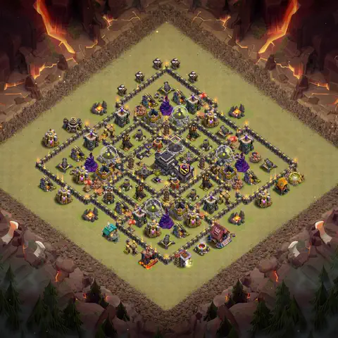 TH9 war anti 3 star base layout with copy link for Clash of Clans defense, layout #113