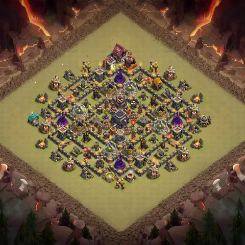 TH9 war anti 3 star base layout with copy link for Clash of Clans defense, layout #116