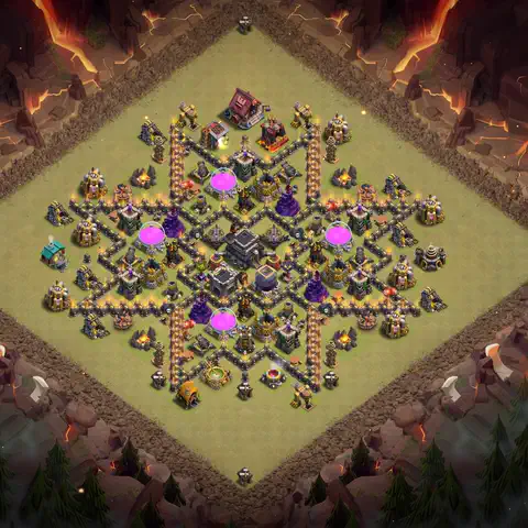 TH9 war anti 3 star base layout with copy link for Clash of Clans defense, layout #119
