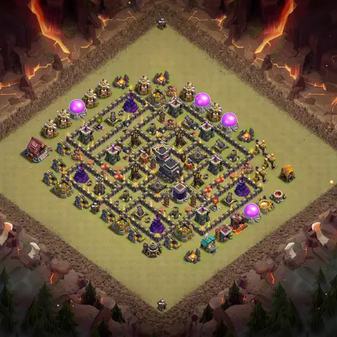 TH9 war anti 3 star base layout with copy link for Clash of Clans defense, layout #128
