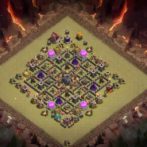 TH9 war anti 3 star base layout with copy link for Clash of Clans defense, layout #131