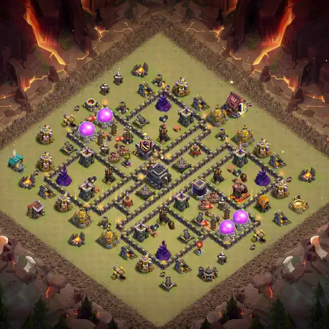 TH9 war anti 3 star base layout with copy link for Clash of Clans defense, layout #146