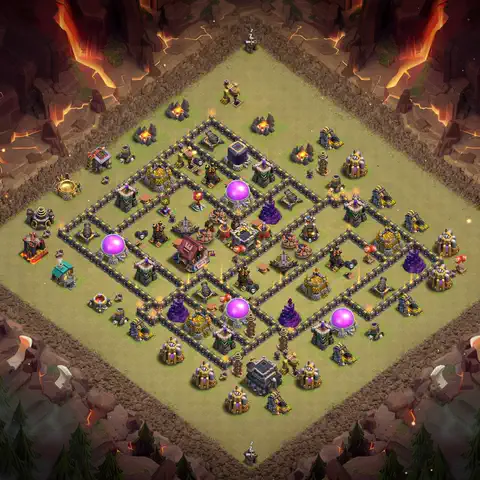 TH9 war anti 3 star base layout with copy link for Clash of Clans defense, layout #149