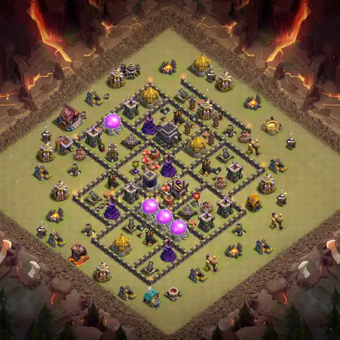 TH9 war anti 3 star base layout with copy link for Clash of Clans defense, layout #152