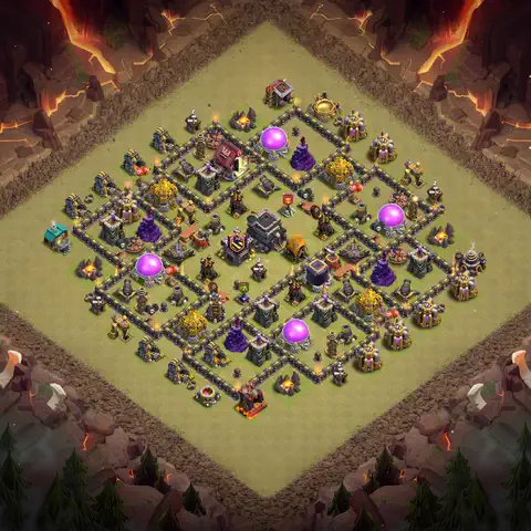 TH9 war anti 3 star base layout with copy link for Clash of Clans defense, layout #167