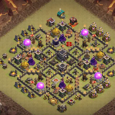 TH9 war anti 3 star base layout with copy link for Clash of Clans defense, layout #170
