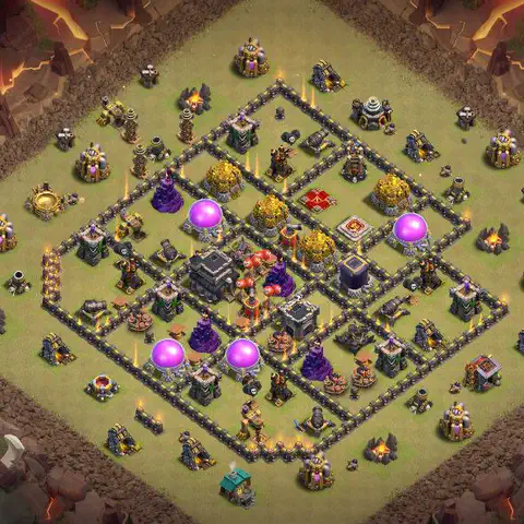 TH9 war anti 3 star base layout with copy link for Clash of Clans defense, layout #173