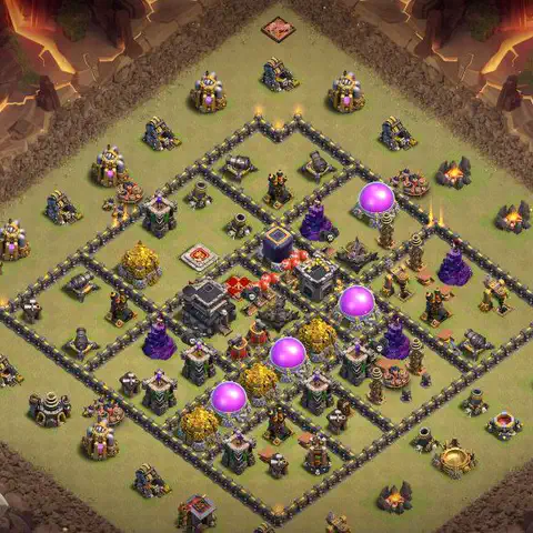 TH9 war anti 3 star base layout with copy link for Clash of Clans defense, layout #176