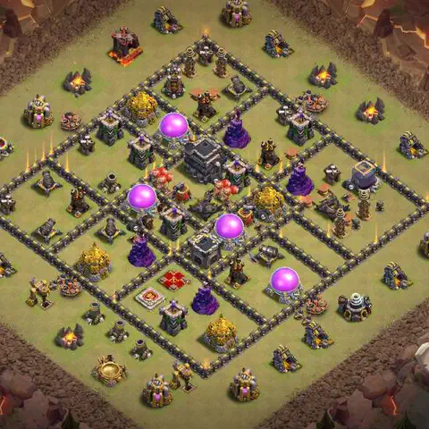 TH9 war anti 3 star base layout with copy link for Clash of Clans defense, layout #188