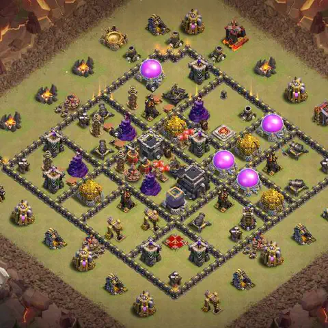 TH9 war anti 3 star base layout with copy link for Clash of Clans defense, layout #191