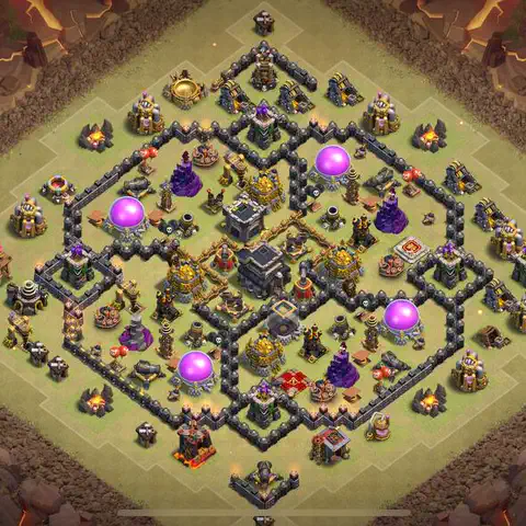 TH9 war anti 3 star base layout with copy link for Clash of Clans defense, layout #197