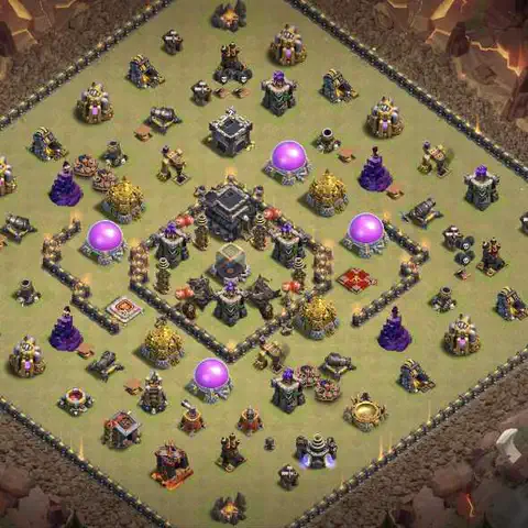 TH9 war anti 3 star base layout with copy link for Clash of Clans defense, layout #203