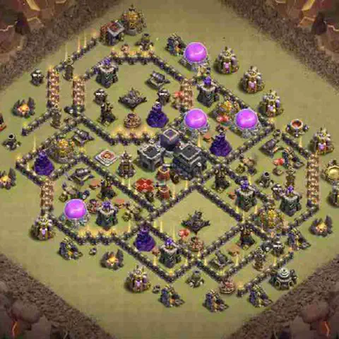 TH9 war anti 3 star base layout with copy link for Clash of Clans defense, layout #215