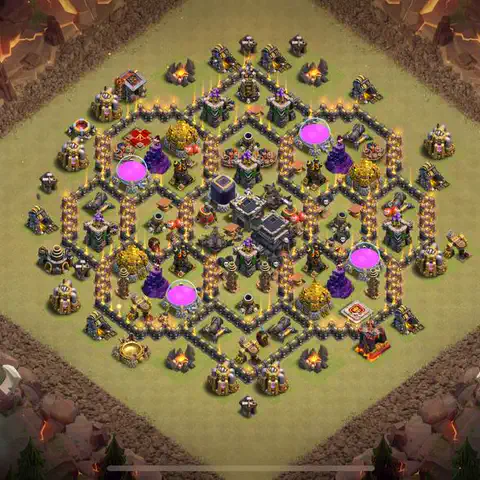 TH9 war anti 3 star base layout with copy link for Clash of Clans defense, layout #221