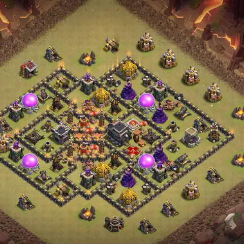 TH9 war anti 3 star base layout with copy link for Clash of Clans defense, layout #224