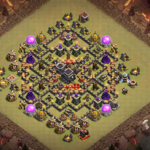 TH9 war anti 3 star base layout with copy link for Clash of Clans defense, layout #227