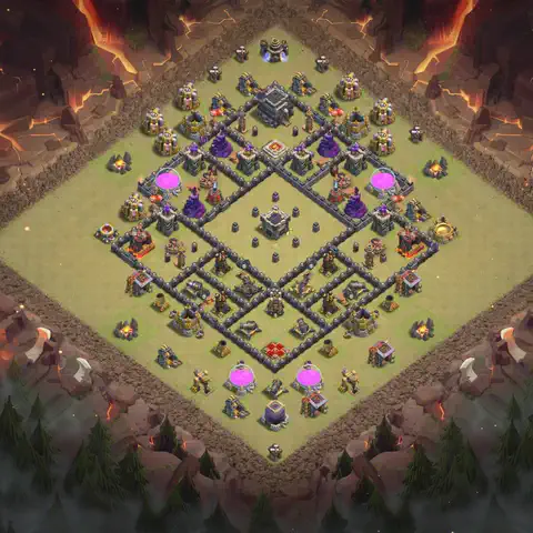 TH9 anti dragon anti 3-star war base layout #248