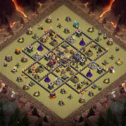 TH9 war cwl base layout with copy link for Clash of Clans defense, layout #001