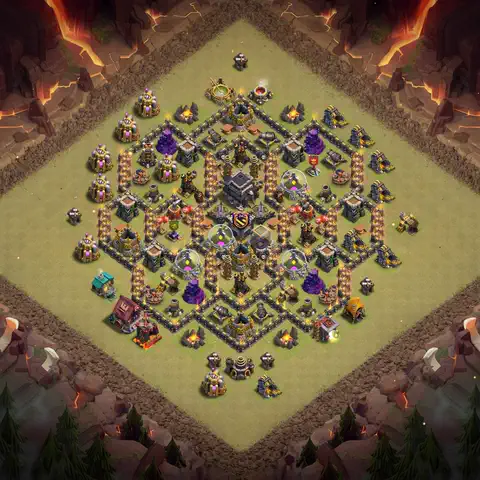 TH9 war cwl base layout with copy link for Clash of Clans defense, layout #004