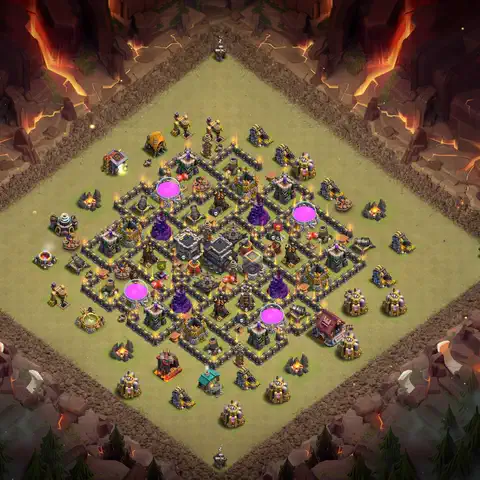 TH9 war cwl base layout with copy link for Clash of Clans defense, layout #007