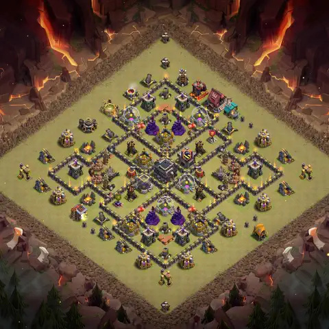 TH9 war cwl base layout with copy link for Clash of Clans defense, layout #010