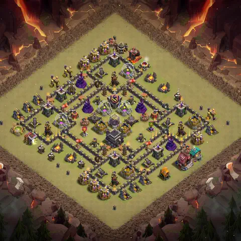 TH9 war cwl base layout with copy link for Clash of Clans defense, layout #013
