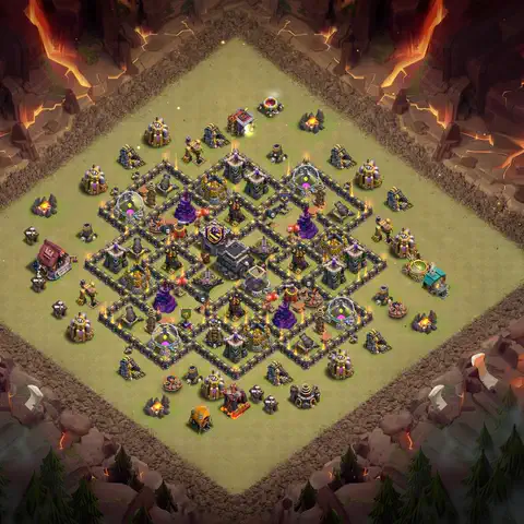 TH9 war cwl base layout with copy link for Clash of Clans defense, layout #016