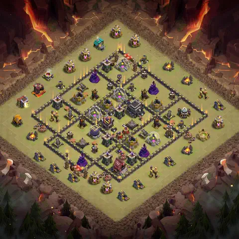 TH9 war cwl base layout with copy link for Clash of Clans defense, layout #019