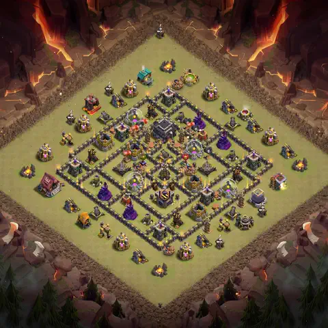 TH9 war cwl base layout with copy link for Clash of Clans defense, layout #022