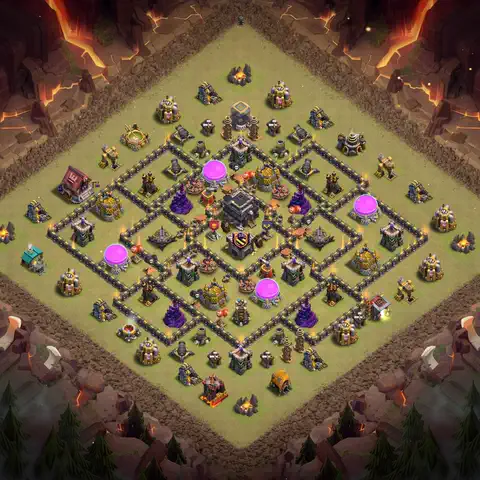TH9 war cwl base layout with copy link for Clash of Clans defense, layout #025