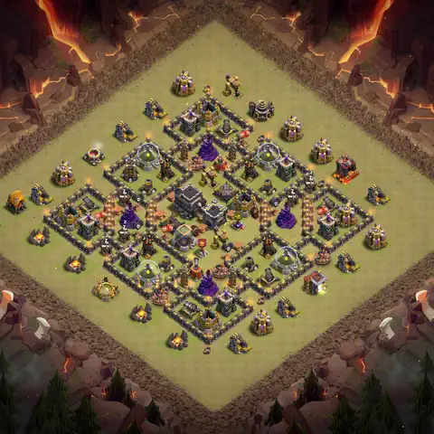 TH9 war cwl base layout with copy link for Clash of Clans defense, layout #040