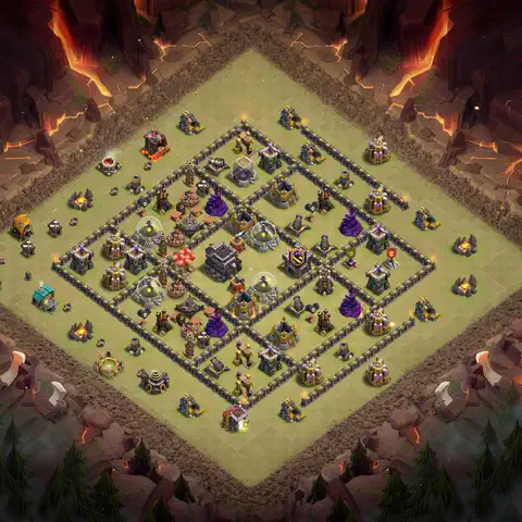 TH9 war cwl base layout with copy link for Clash of Clans defense, layout #043