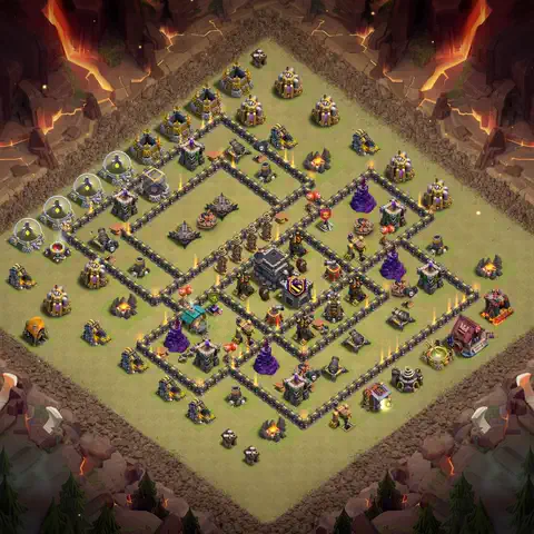 TH9 war cwl base layout with copy link for Clash of Clans defense, layout #046