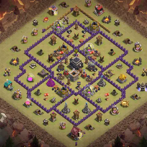 TH9 war cwl base layout with copy link for Clash of Clans defense, layout #052