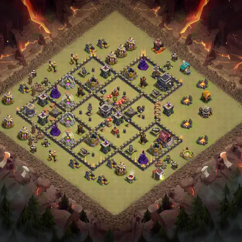 TH9 war cwl base layout with copy link for Clash of Clans defense, layout #061