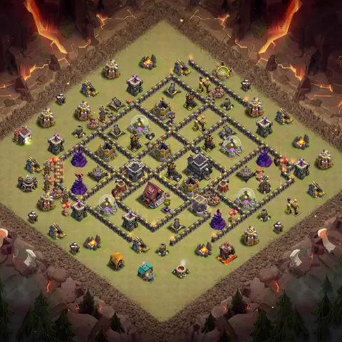 TH9 war cwl base layout with copy link for Clash of Clans defense, layout #064