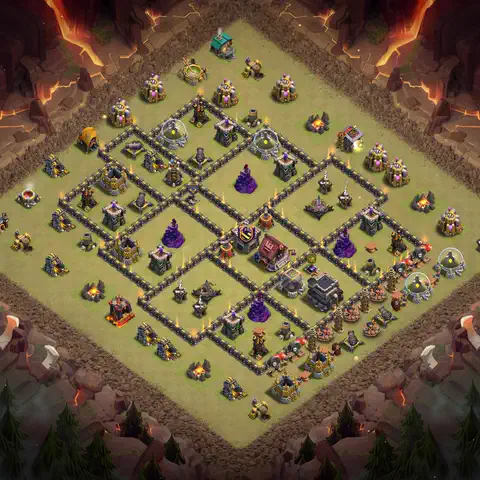TH9 war cwl base layout with copy link for Clash of Clans defense, layout #079