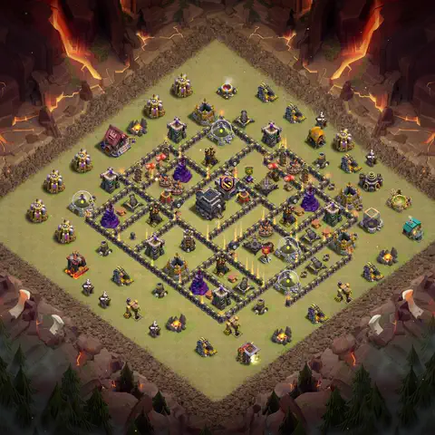 TH9 war cwl base layout with copy link for Clash of Clans defense, layout #085