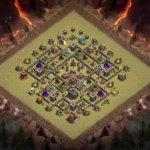 TH9 war cwl base layout with copy link for Clash of Clans defense, layout #088