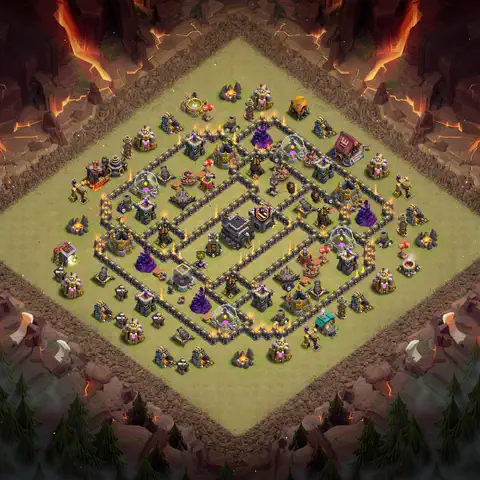 TH9 war cwl base layout with copy link for Clash of Clans defense, layout #091
