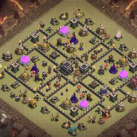 TH9 war cwl base layout with copy link for Clash of Clans defense, layout #106