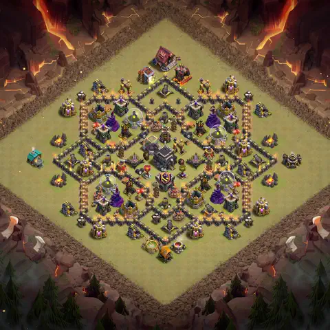 TH9 war cwl base layout with copy link for Clash of Clans defense, layout #115