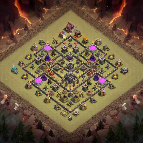 TH9 war cwl base layout with copy link for Clash of Clans defense, layout #118
