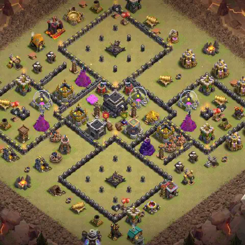 TH9 war cwl base layout with copy link for Clash of Clans defense, layout #121